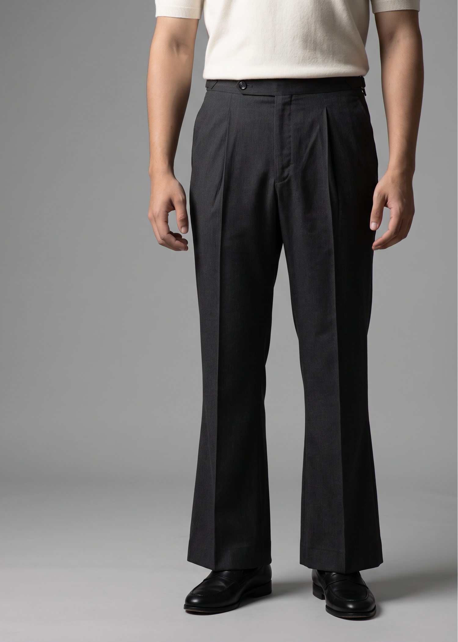 Drip Club tailored flared trousers in charcoal grey, full length