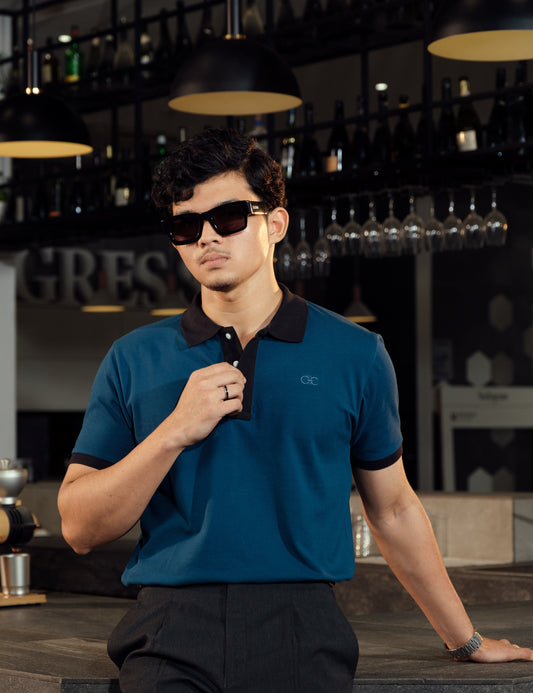 Apatite unisex teal minimalist polo shirt by Drip Club Syd