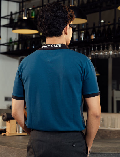 Apatite teal minimalist polo shirt styled for smart casual by Drip Club Syd