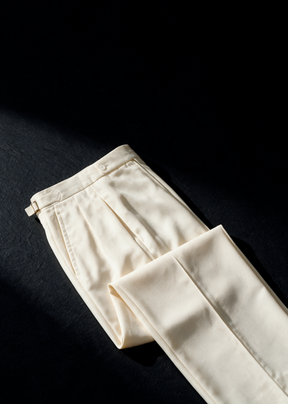 Unisex Tailored Straight Cut Trousers – Linear (Light Cream)