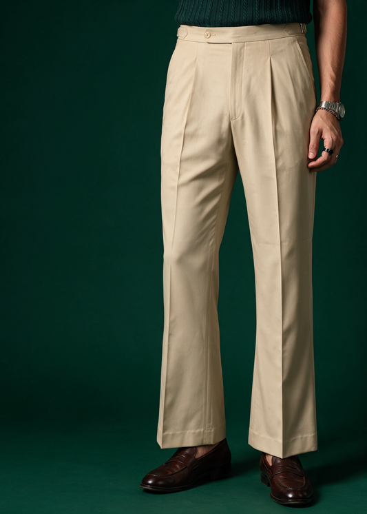 Unisex Tailored Flared Trousers – Sandro (Light Beige)
