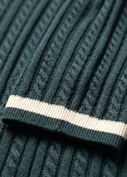 Unisex Premium Cable Knit Polo – Sylvan (Forest Green)