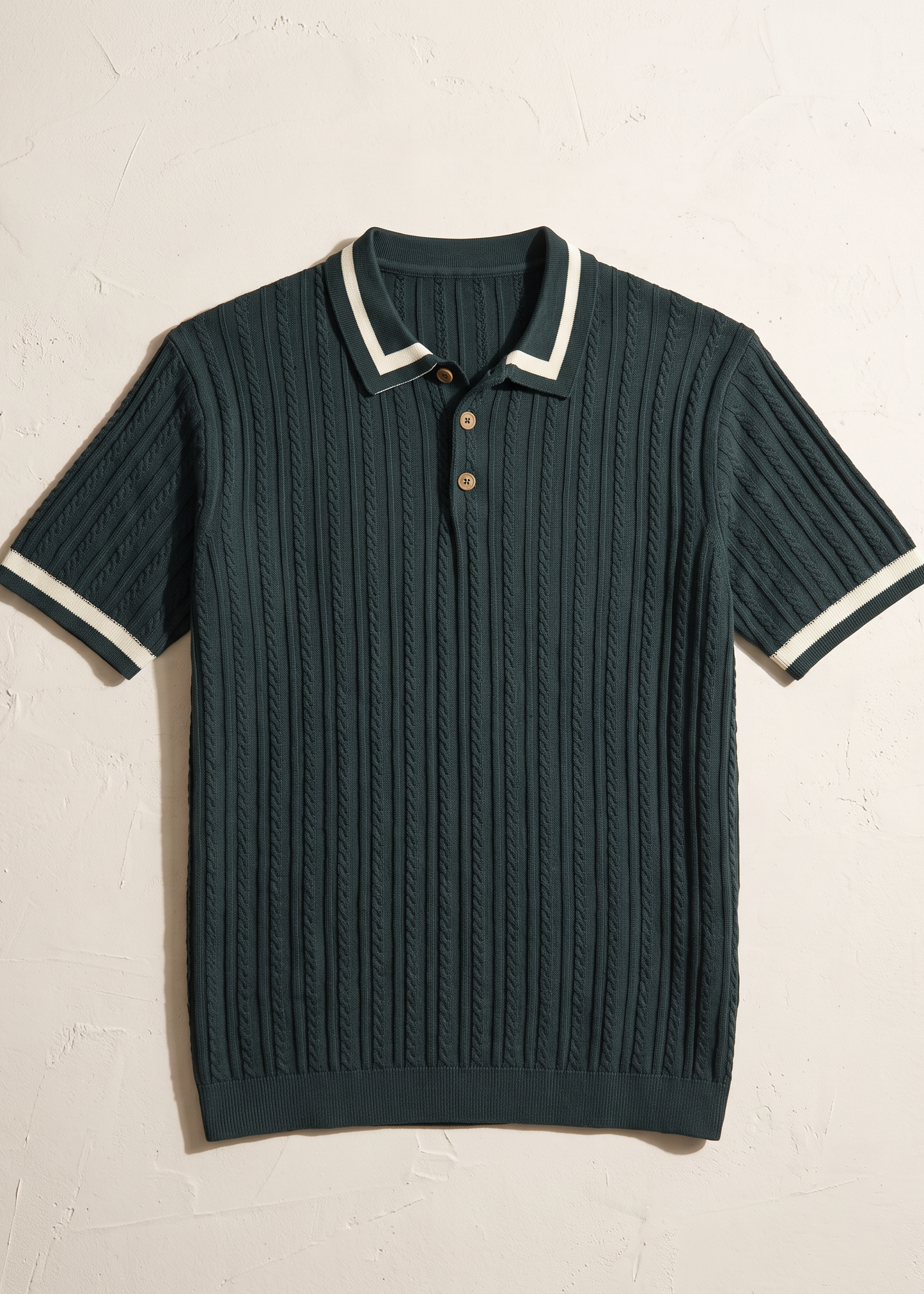 Unisex Premium Cable Knit Polo – Sylvan (Forest Green)