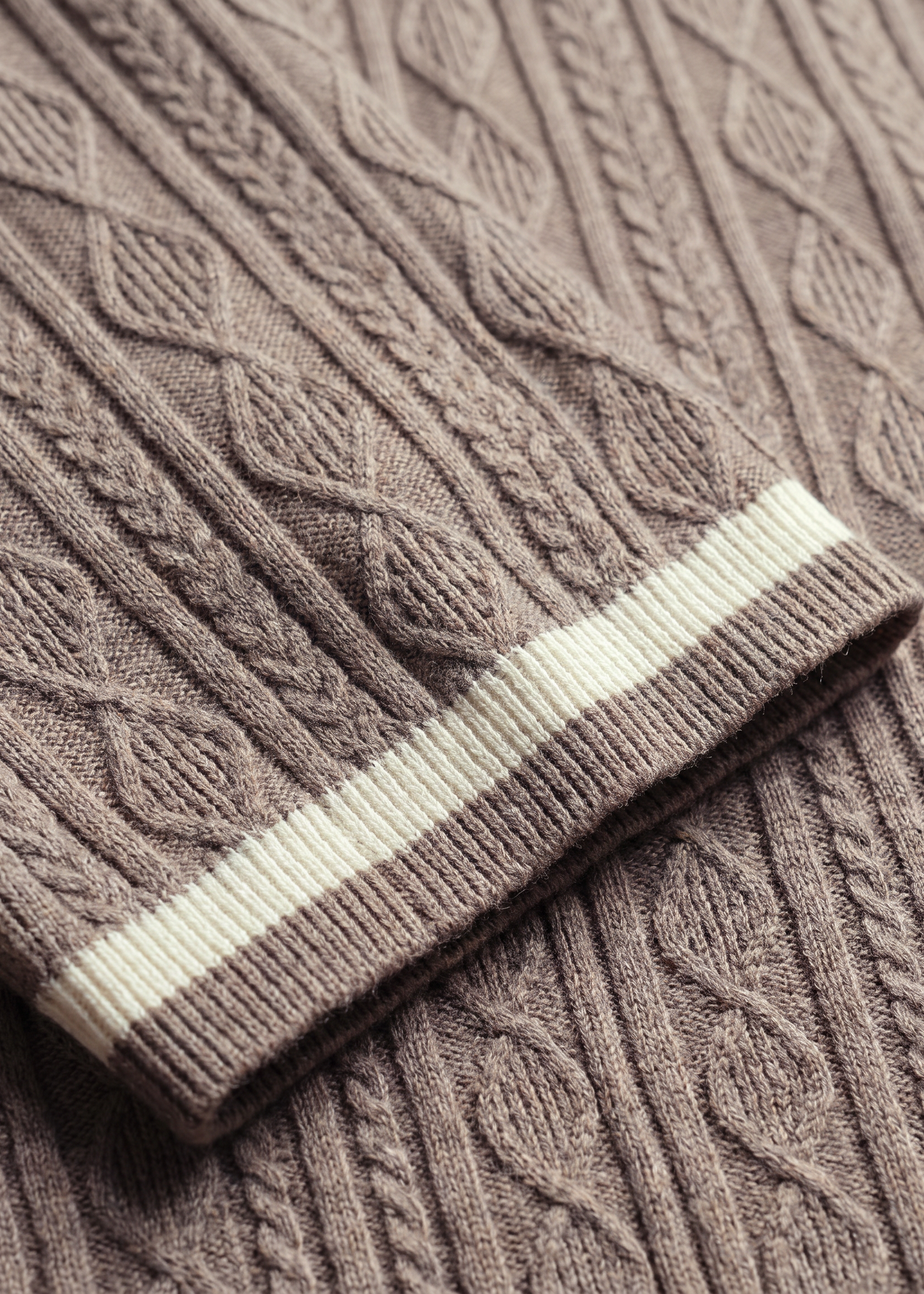 Unisex Premium Cable Knit Polo – Earl (Caramel Brown)