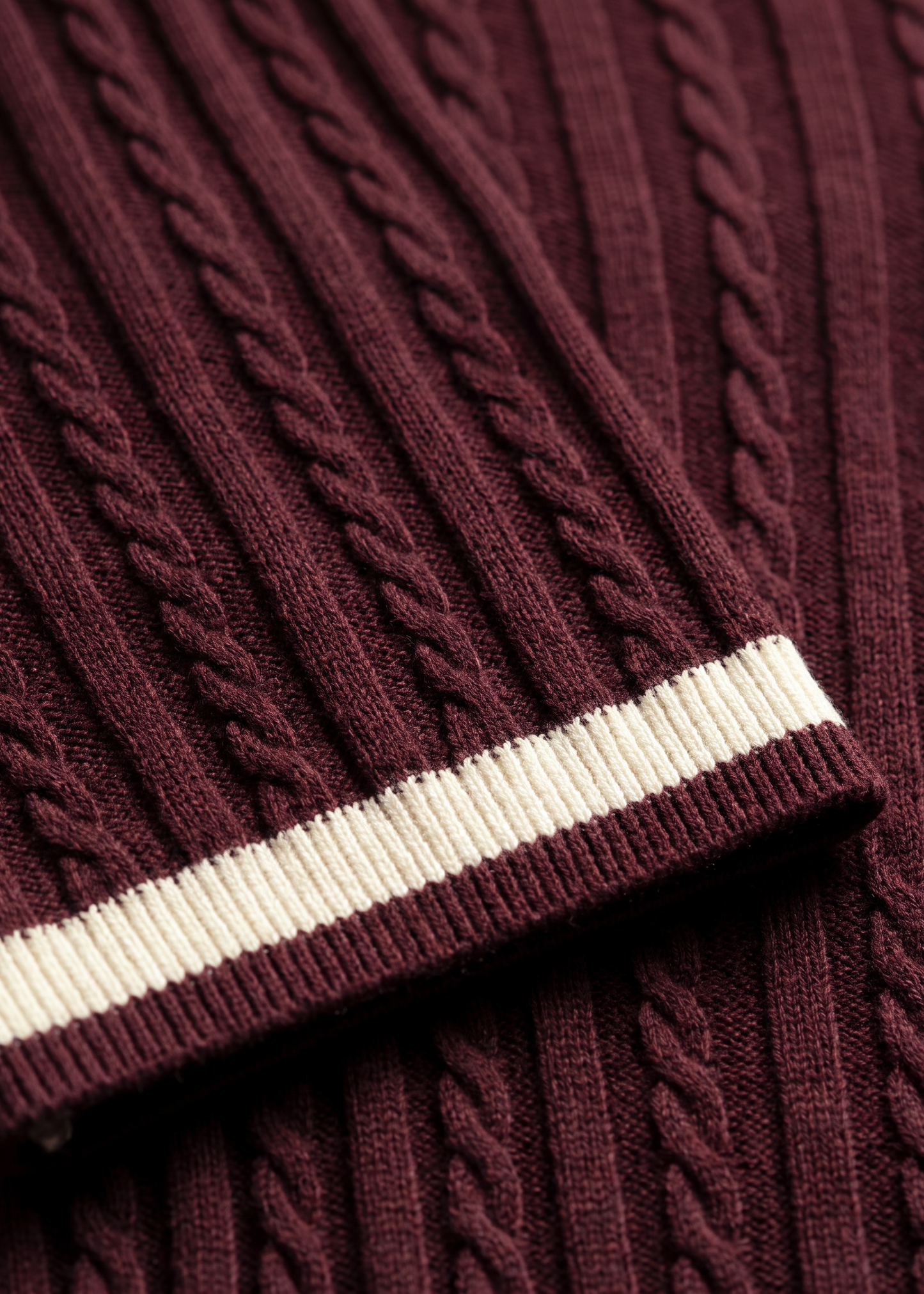 Unisex Premium Cable Knit Polo – Aveloir (Rich Burgundy)