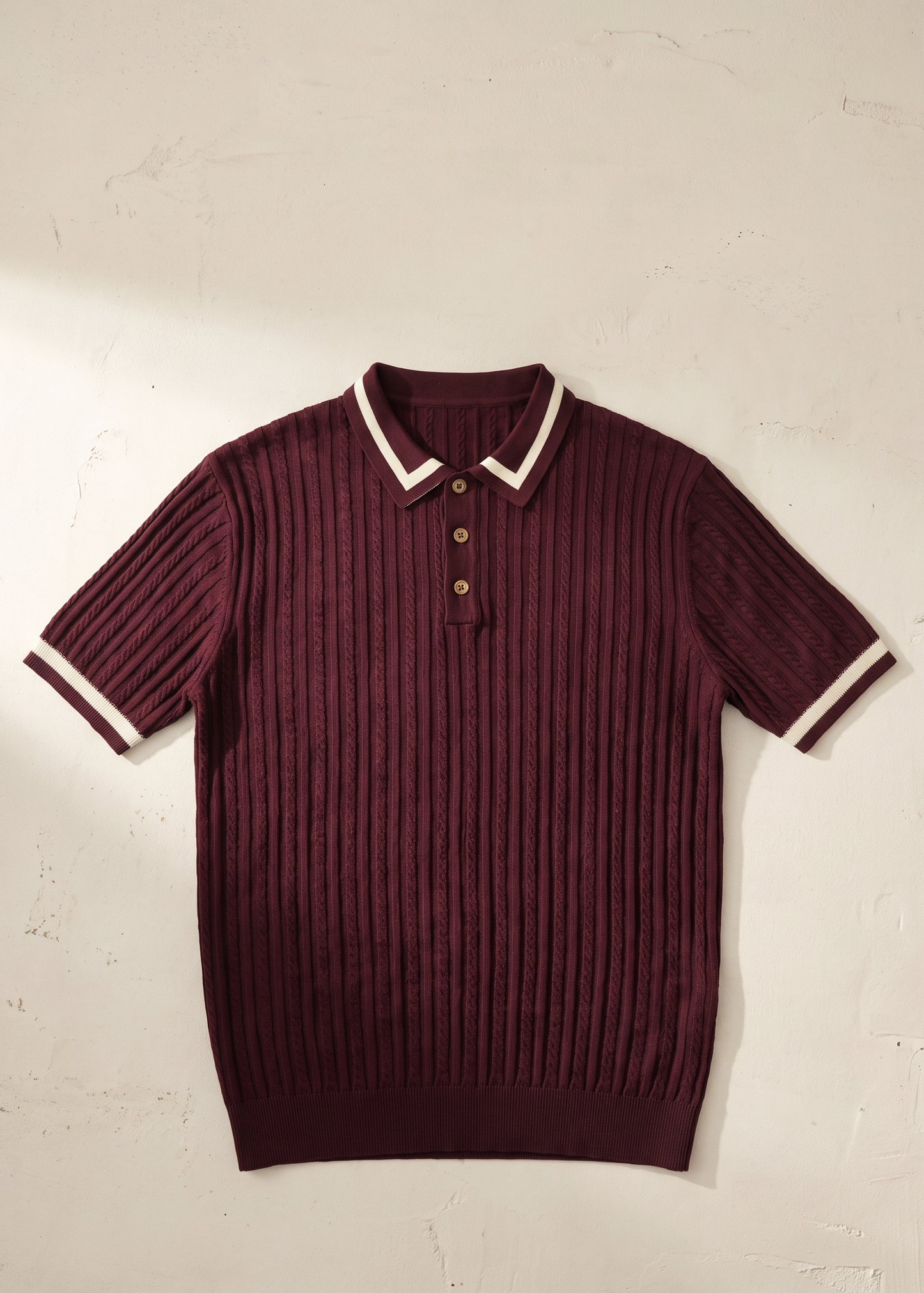 Unisex Premium Cable Knit Polo – Aveloir (Rich Burgundy)