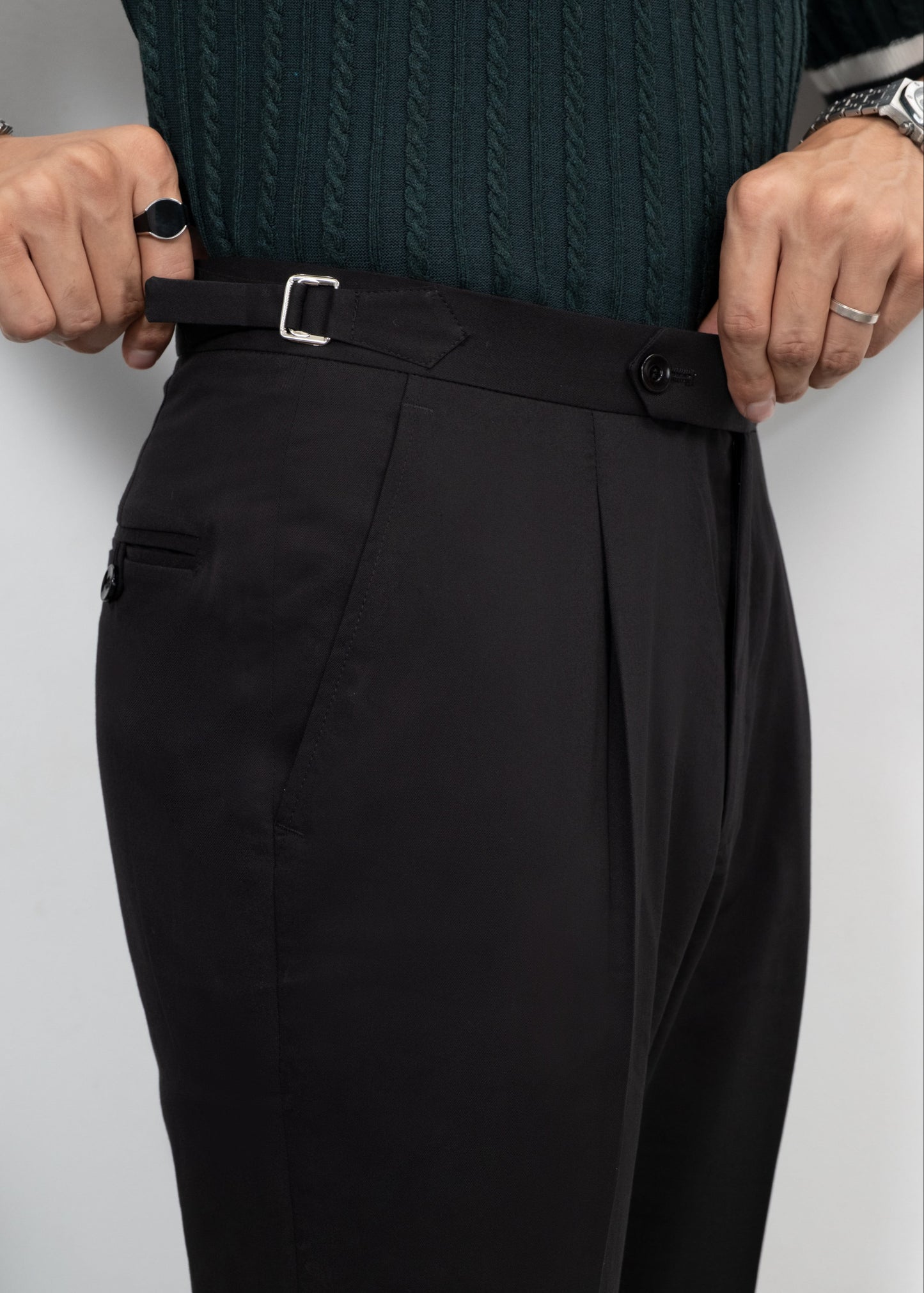 Unisex Tailored Flared Trousers – Noiro (Deep Black)